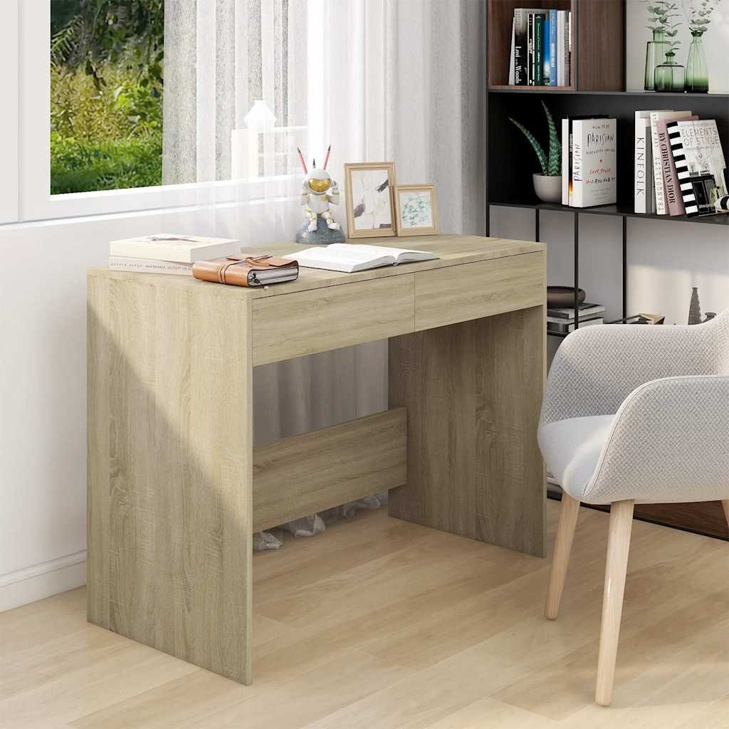 vidaXL Työpöytä Sonoma-tammi 101x50x76,5 cm tekninen puu