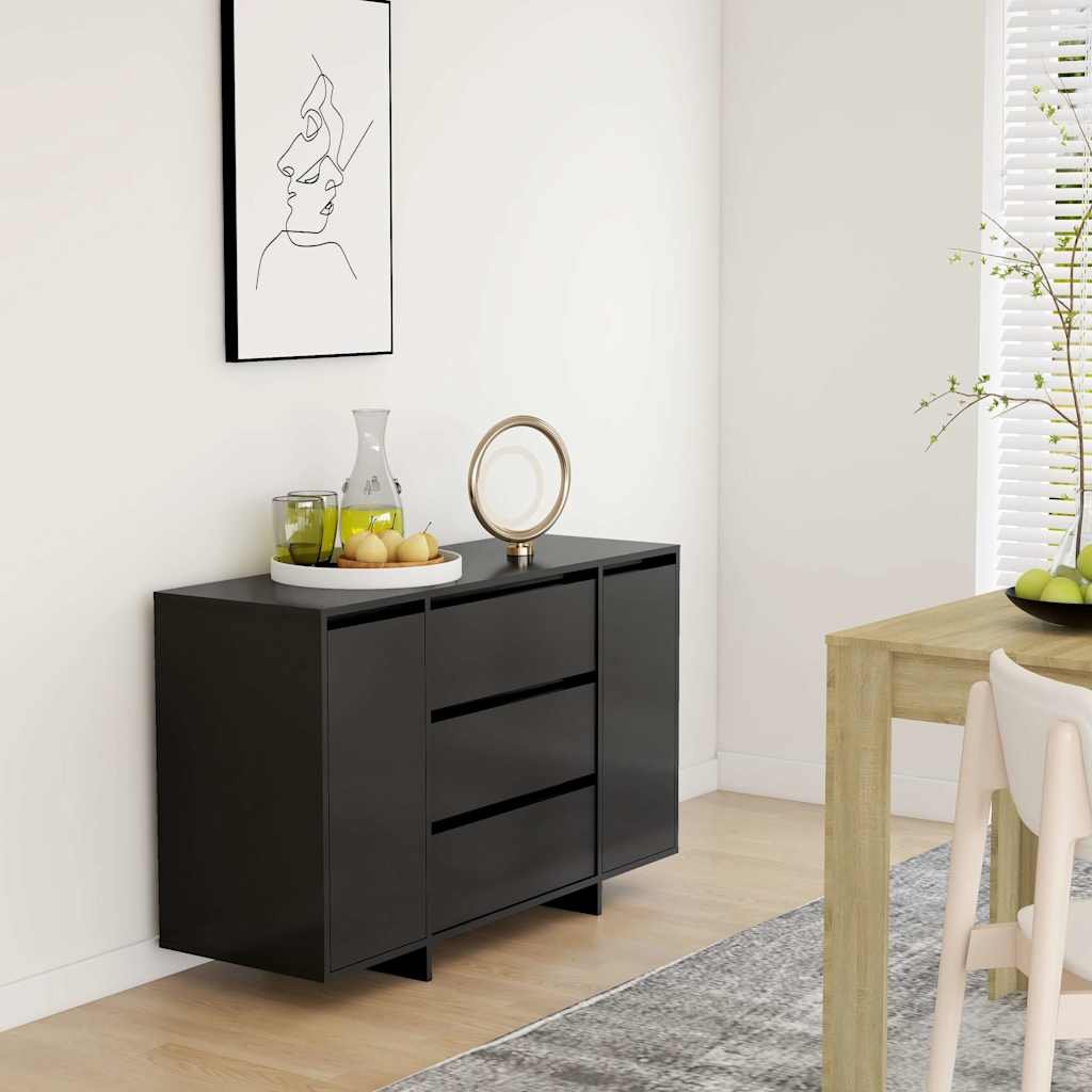 vidaXL Senkki 3 vetolaatikkoa musta 120x41x75 cm tekninen puu