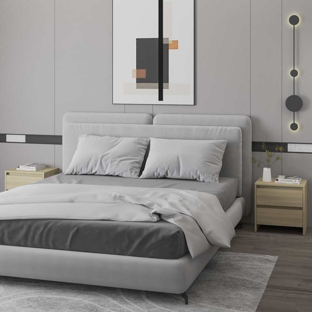 vidaXL Yöpöydät 2 kpl Sonoma-tammi 45x34,5x44,5 cm tekninen puu