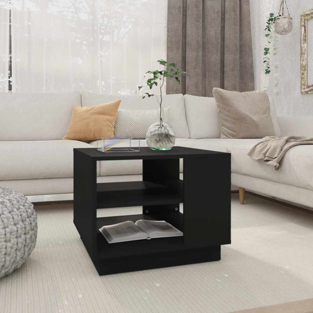 vidaXL Sohvapöytä musta 55x55x43 cm lastulevy