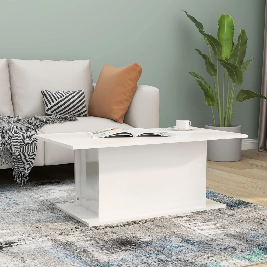 vidaXL Sohvapöytä korkeakiilto valkoinen 102x55,5x40 cm tekninen puu