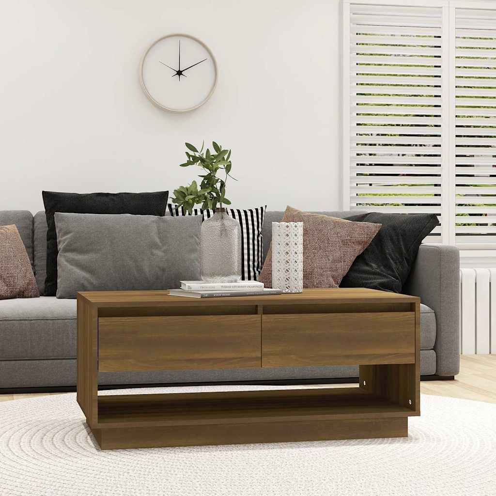 vidaXL Sohvapöytä ruskea tammi 102,5x55x44 cm tekninen puu