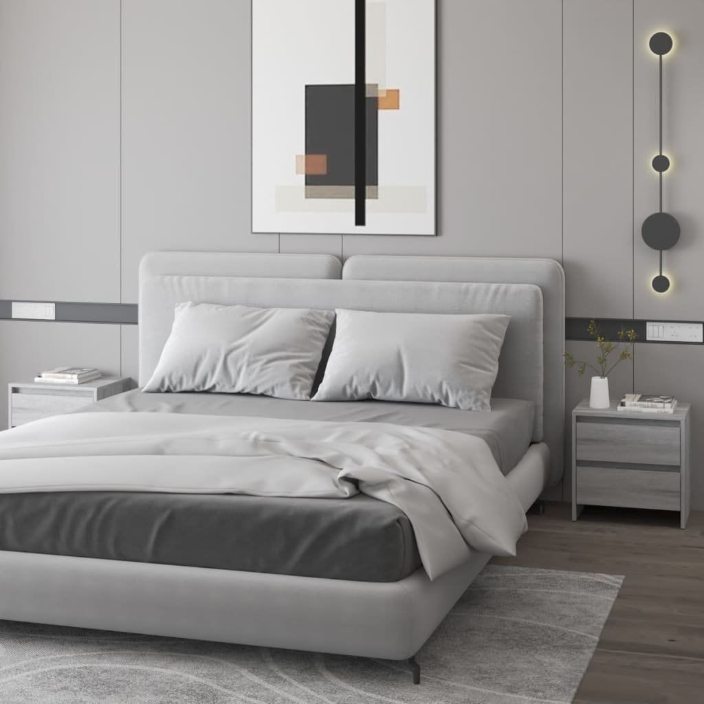 vidaXL Yöpöydät 2 kpl harmaa Sonoma 45x34,5x44,5 cm lastulevy