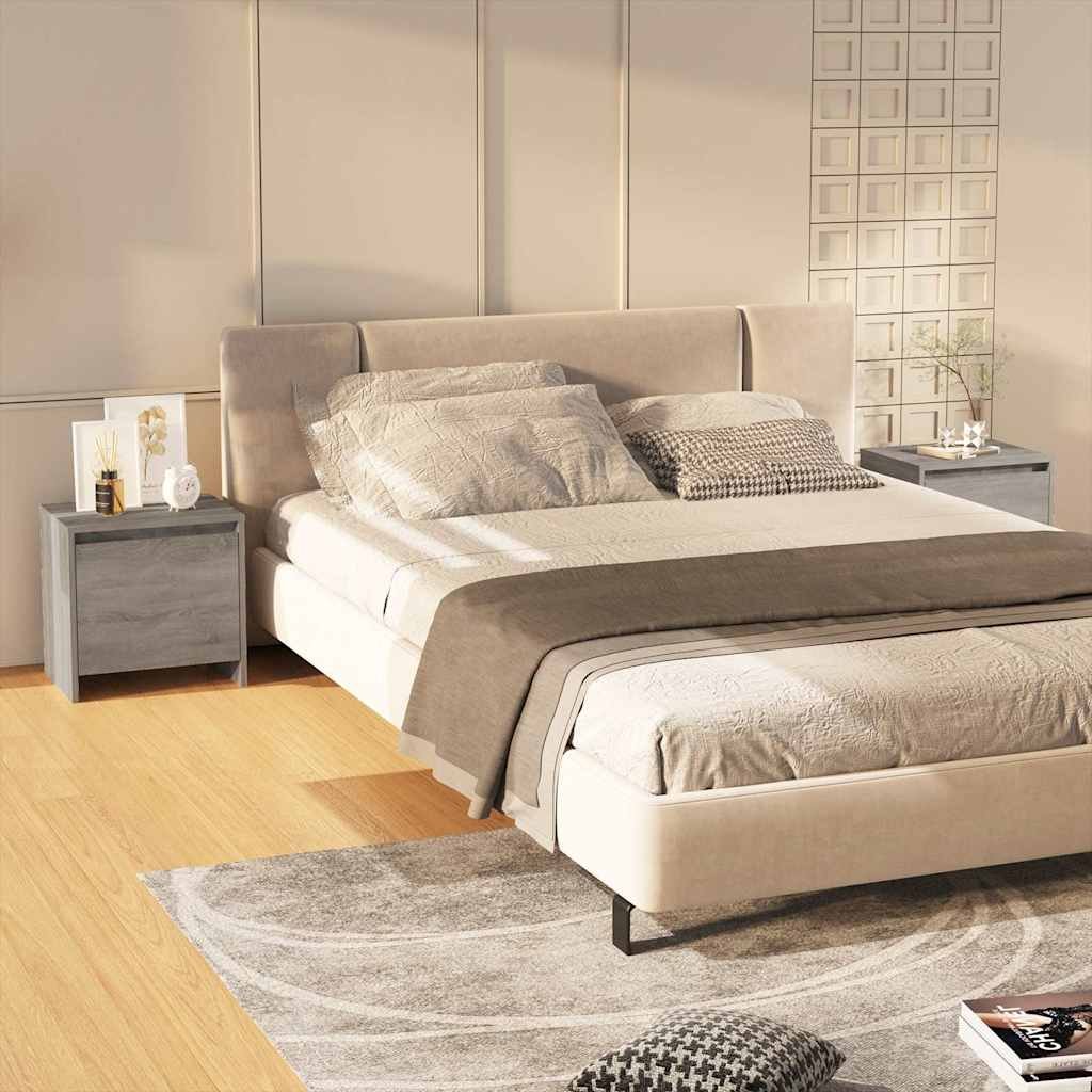 vidaXL Yöpöydät 2 kpl harmaa sonoma 45x34,5x44,5 cm tekninen puu