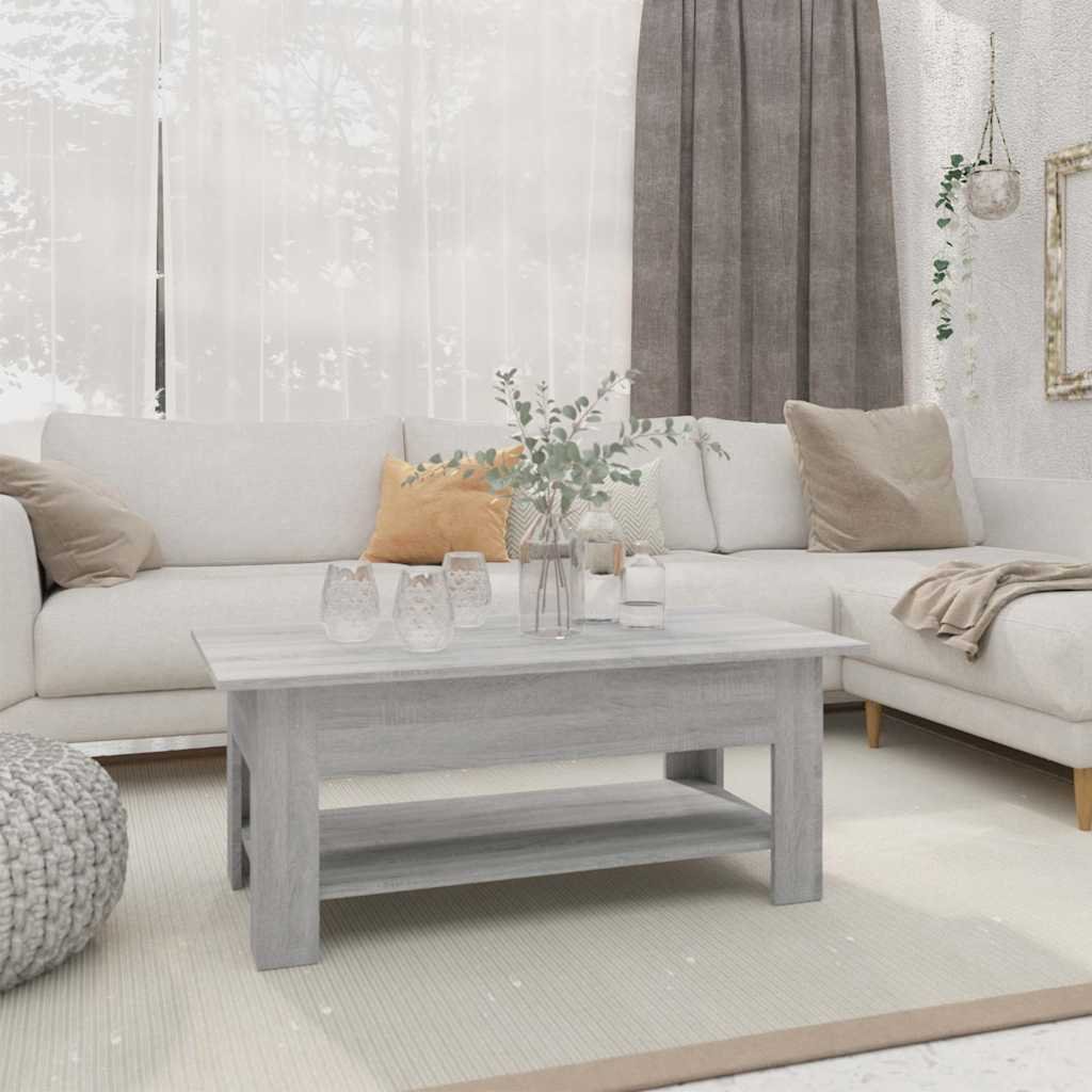 vidaXL Sohvapöytä harmaa Sonoma 102x55x42 cm tekninen puu