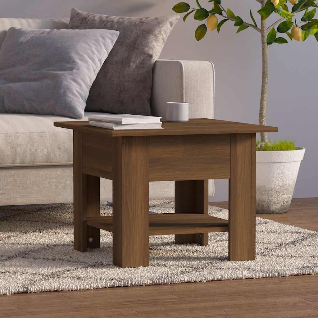 vidaXL Sohvapöytä ruskea tammi 55x55x42 cm lastulevy