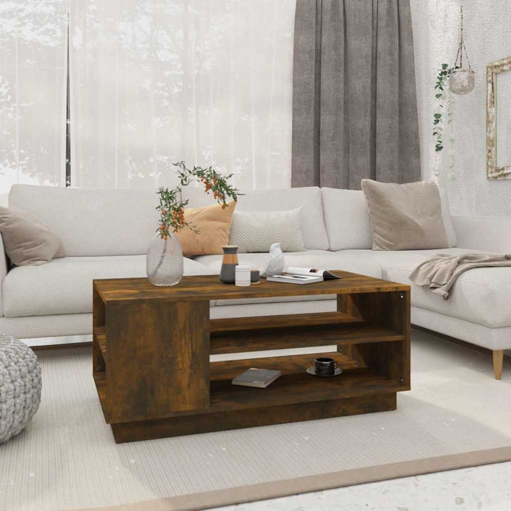 vidaXL Sohvapöytä savutammi 102x55x43 cm tekninen puu