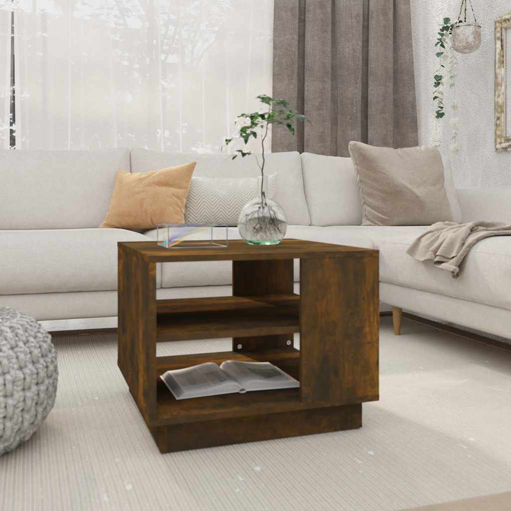 vidaXL Sohvapöytä savutammi 55x55x43 cm tekninen puu