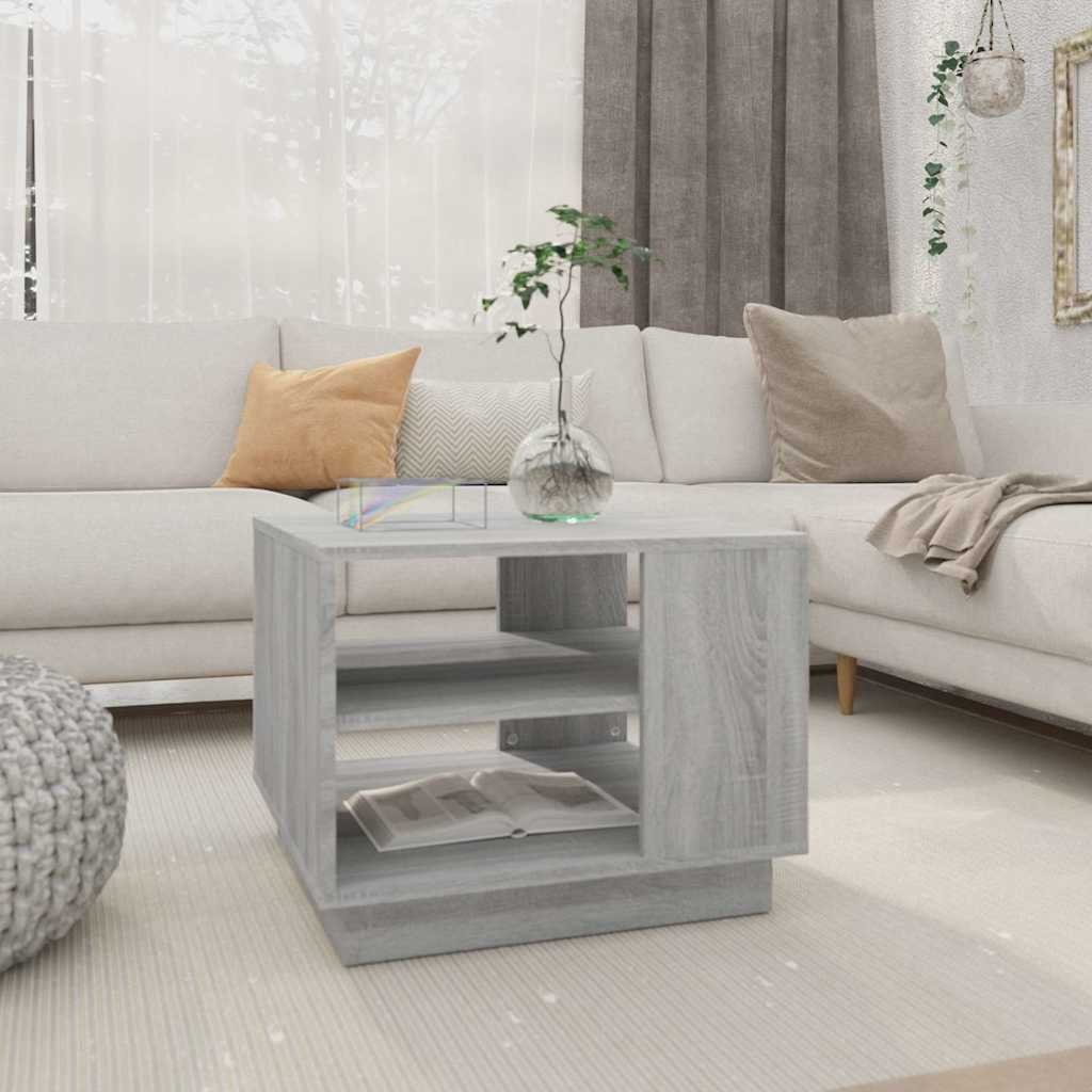vidaXL Sohvapöytä harmaa Sonoma 55x55x43 cm tekninen puu