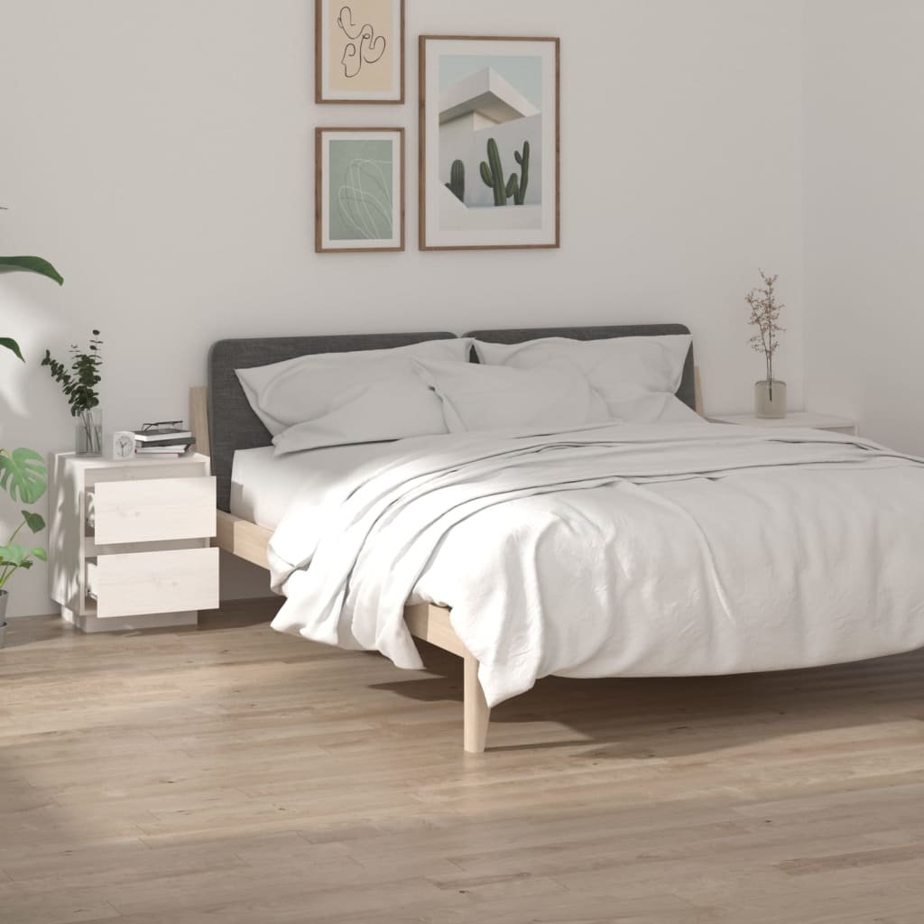vidaXL Yöpöydät 2 kpl valkoinen 40x35x50 cm täysi mänty