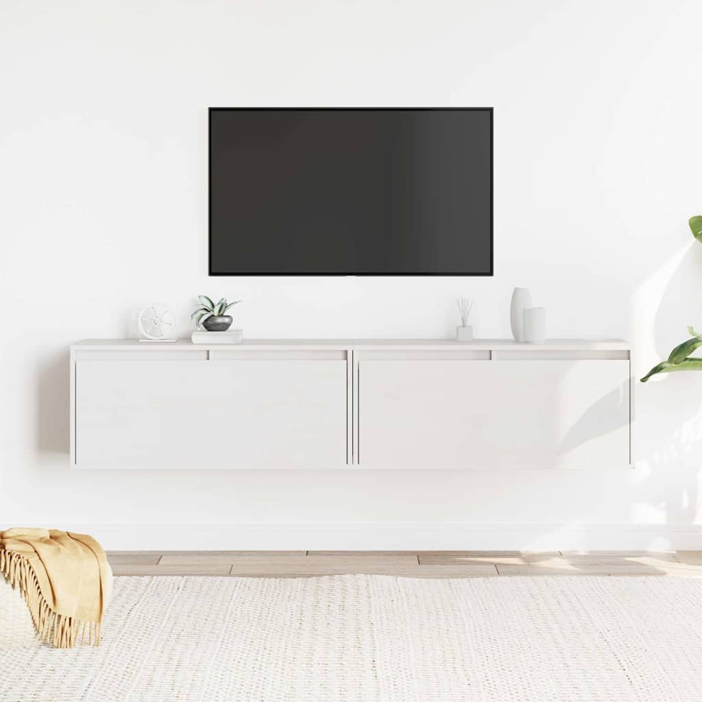 vidaXL Seinäkaapit 2 kpl valkoinen 80x30x35 cm täysi mänty