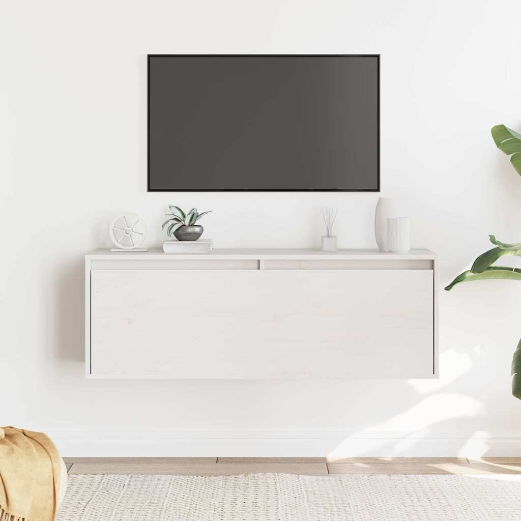 vidaXL Seinäkaappi valkoinen 100x30x35 cm täysi mänty