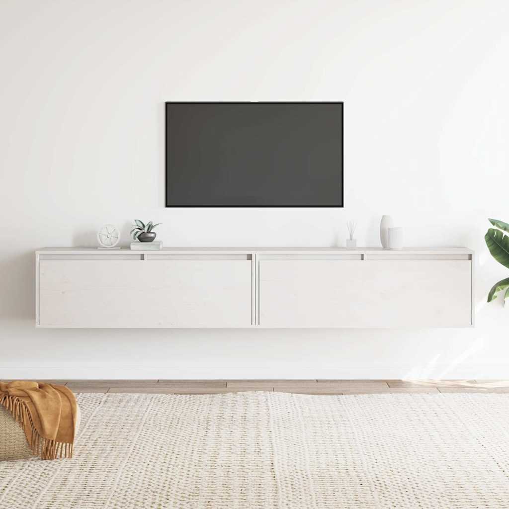 vidaXL Seinäkaapit 2 kpl valkoinen 100x30x35 cm täysi mänty
