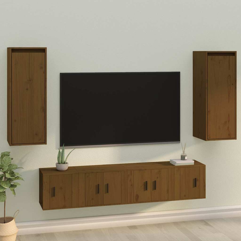 vidaXL Seinäkaapit 2 kpl hunajanruskea 30x30x80 cm täysi mänty