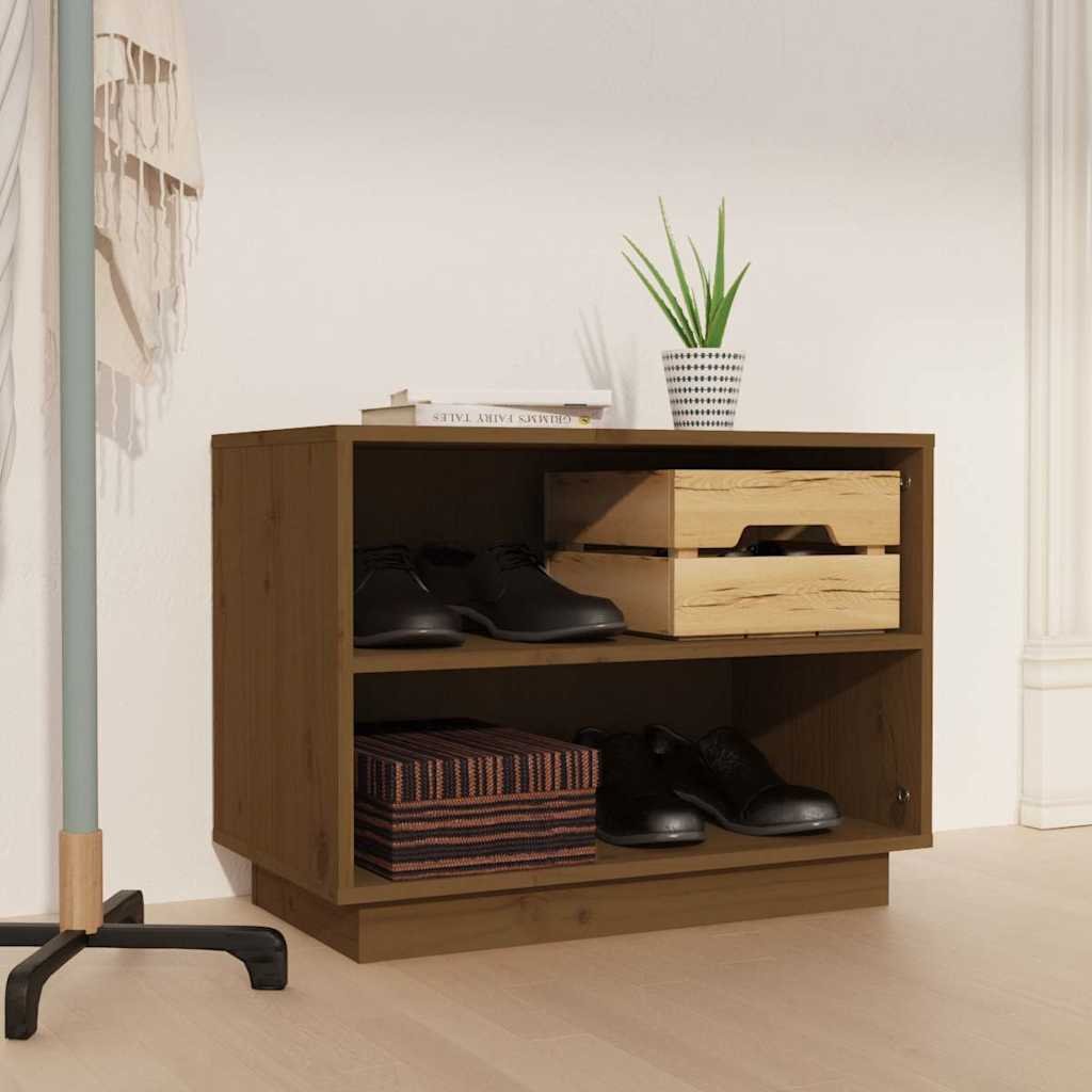 vidaXL Kenkäkaappi hunajanruskea 60x34x45 cm täysi mänty