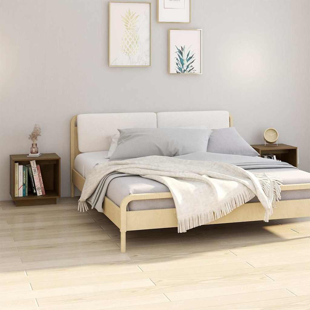 vidaXL Yöpöydät 2 kpl hunajanruskea 40x30x40 cm täysi mänty