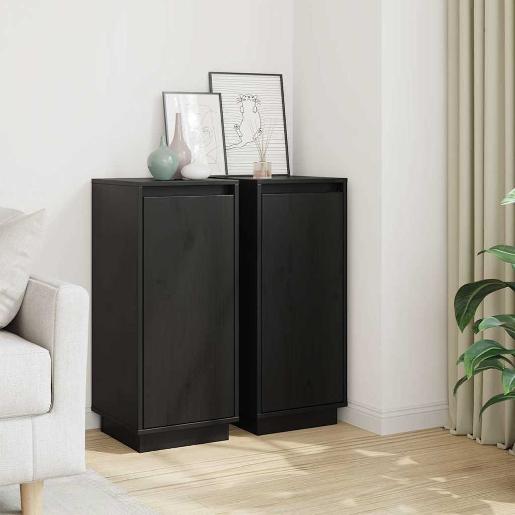 vidaXL Senkit 2 kpl musta 31,5x34x75 cm täysi mänty