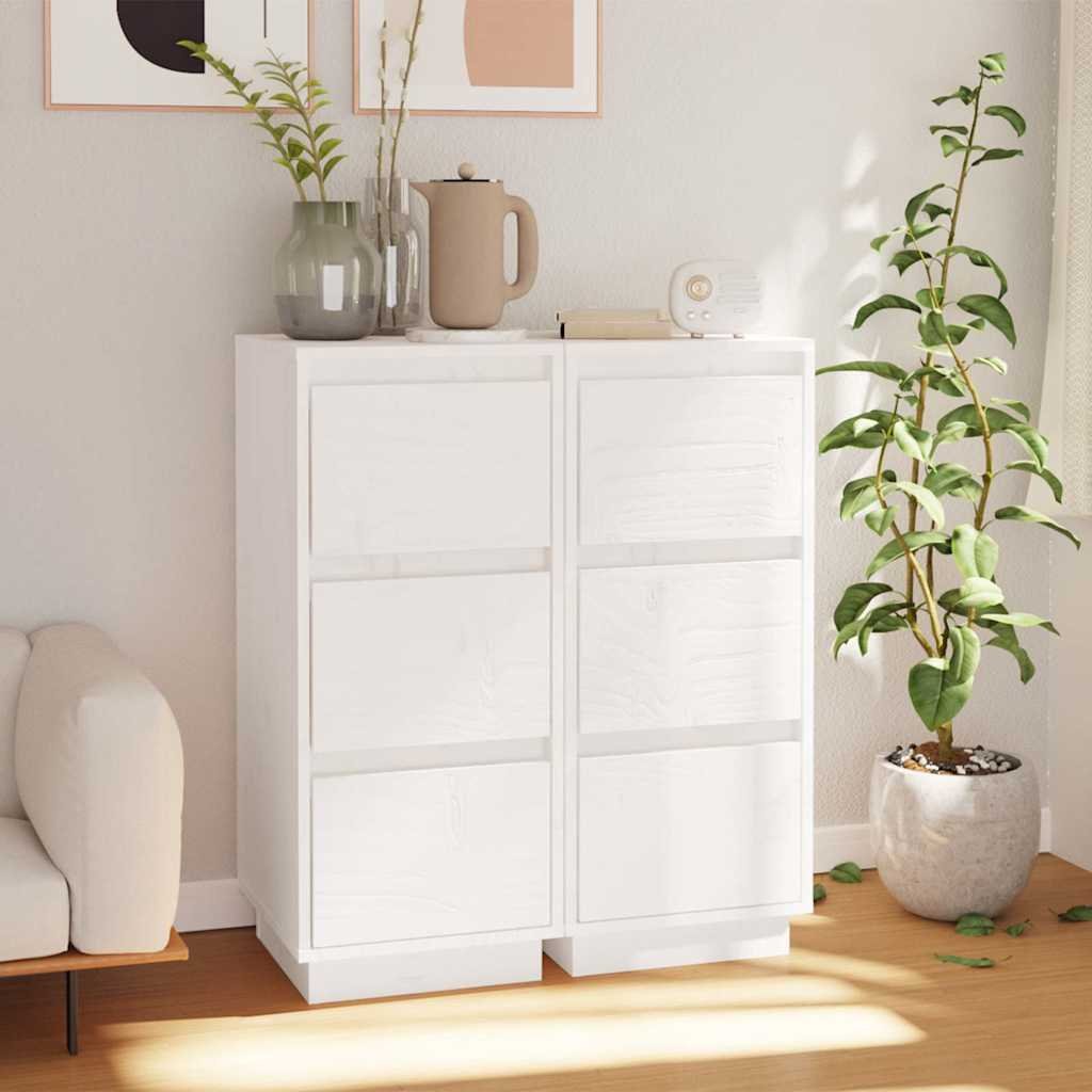 vidaXL Senkit 2 kpl valkoinen 32x34x75 cm täysi mänty