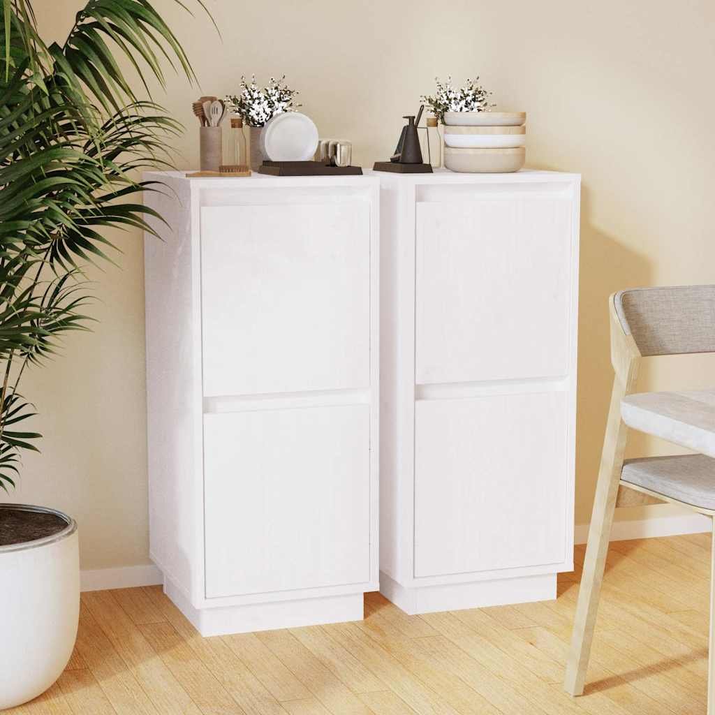 vidaXL Senkit 2 kpl valkoinen 31,5x34x75 cm täysi mänty