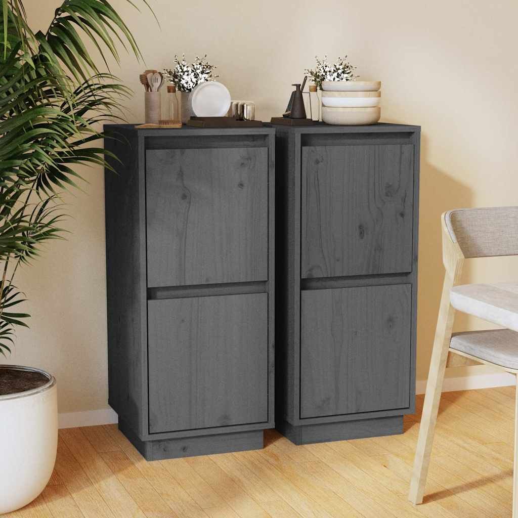 vidaXL Senkit 2 kpl harmaa 31,5x34x75 cm täysi mänty