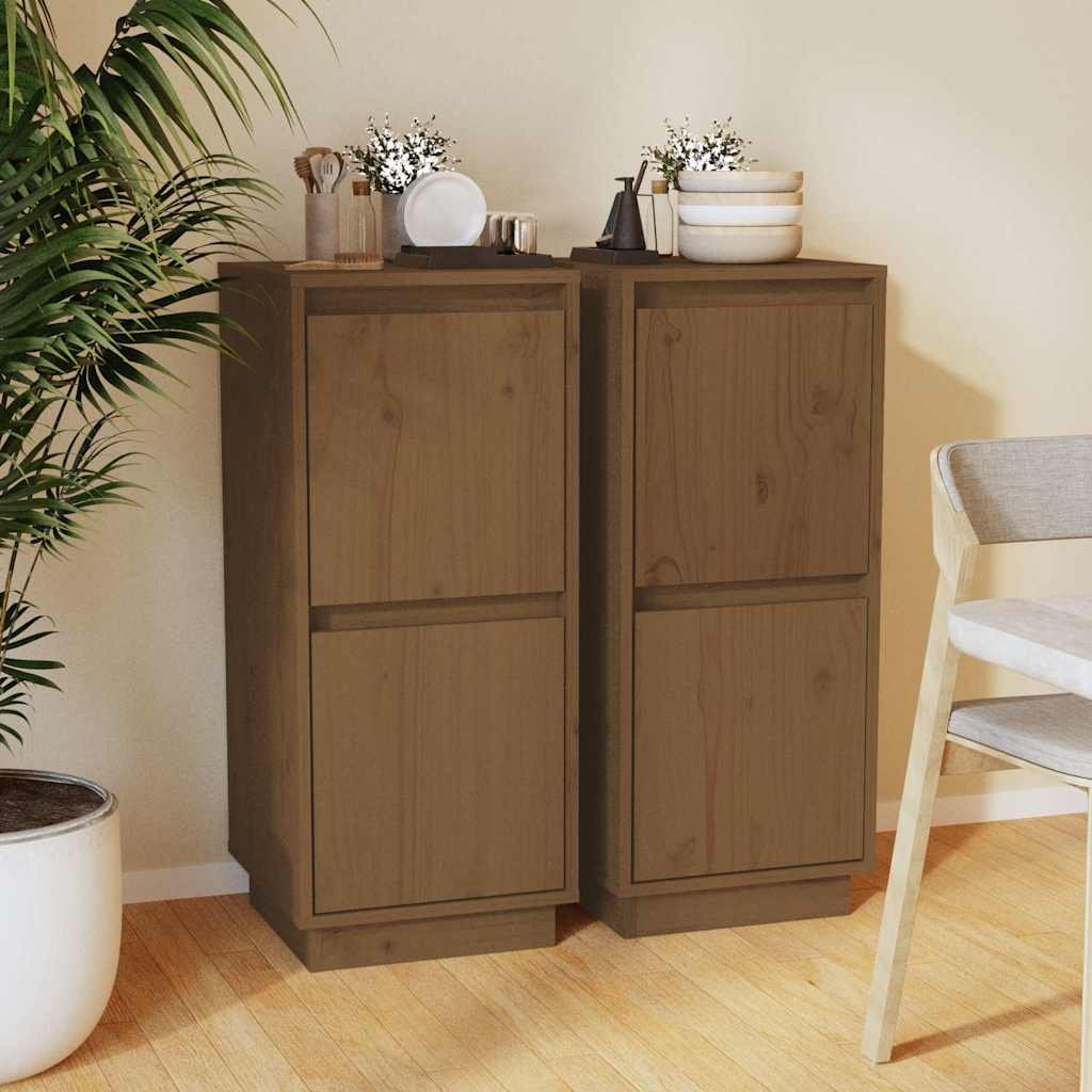 vidaXL Senkit 2 kpl hunajanruskea 31,5x34x75 cm täysi mänty