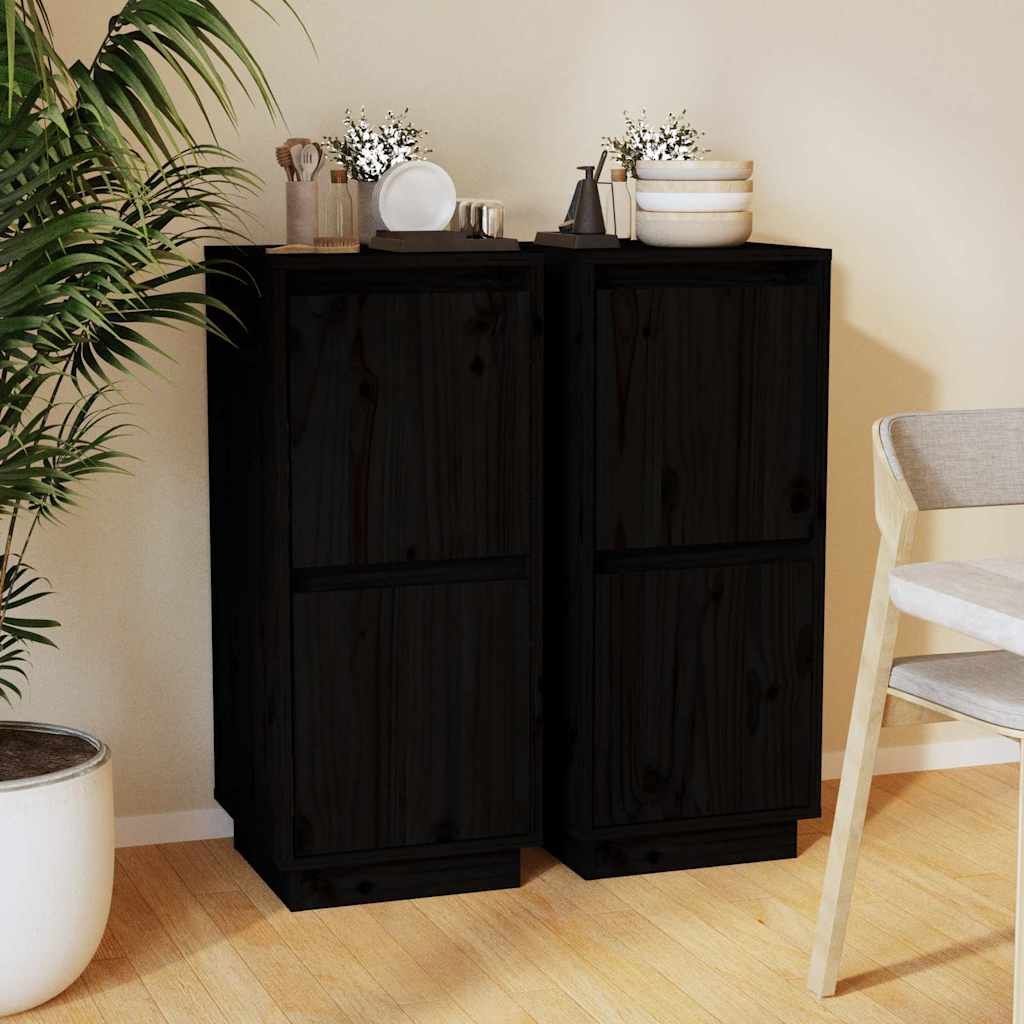 vidaXL Senkit 2 kpl musta 31,5x34x75 cm täysi mänty