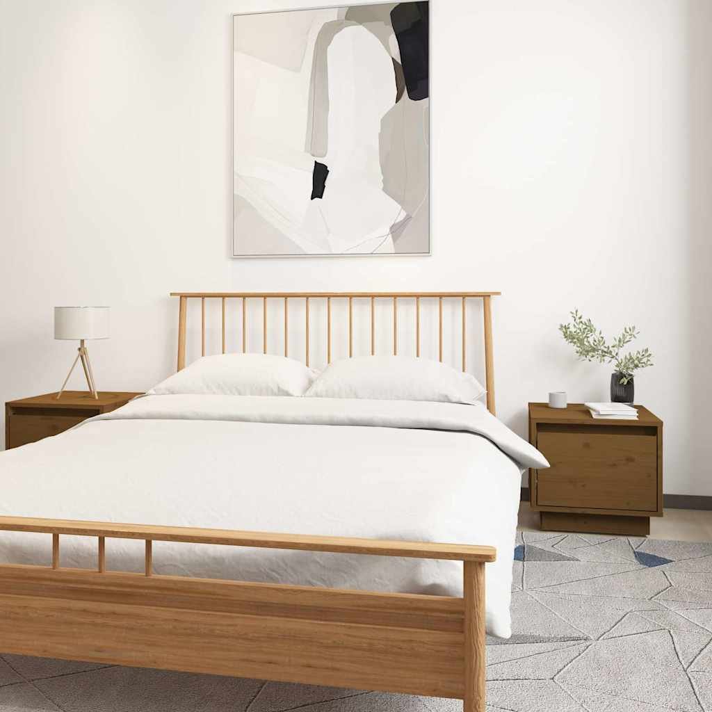 vidaXL Yöpöydät 2 kpl hunajanruskea 35x34x32 cm täysi mänty
