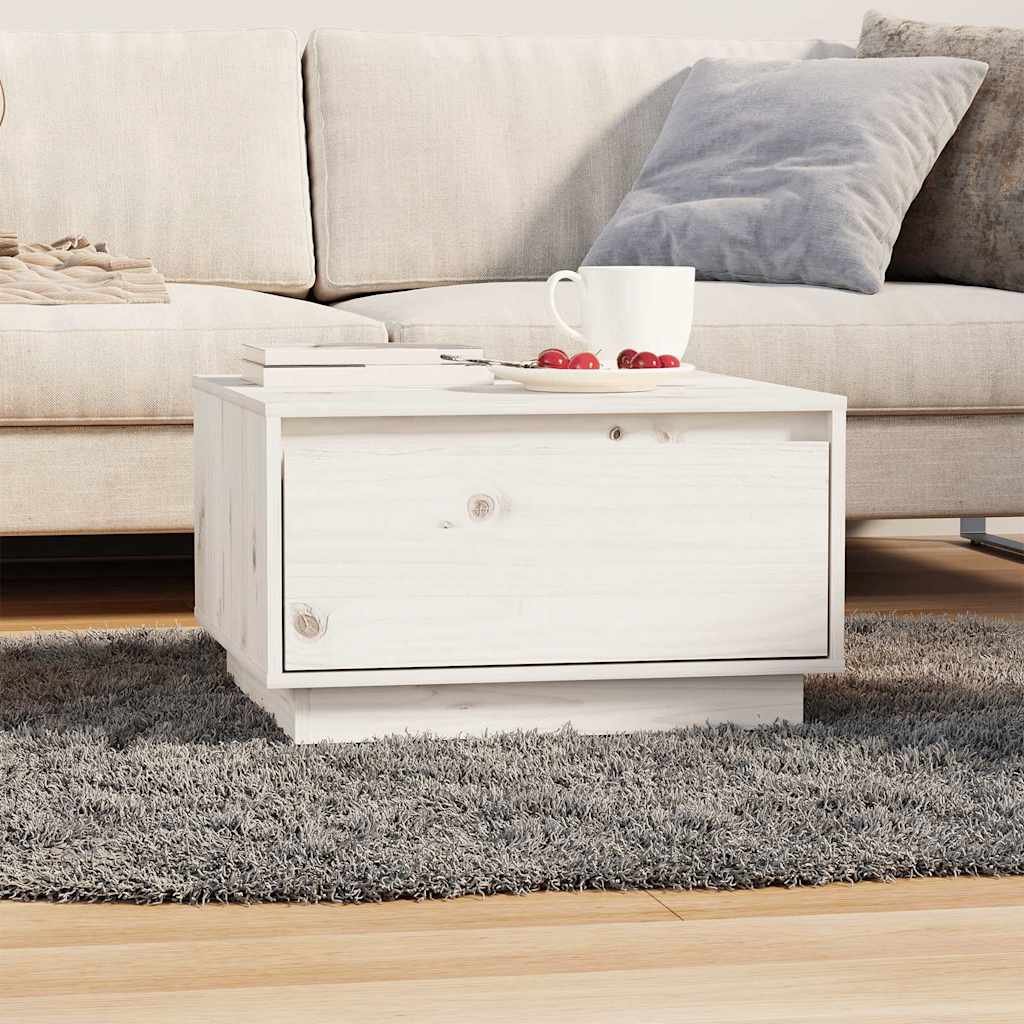 vidaXL Sohvapöytä valkoinen 55x56x32 cm täysi mänty