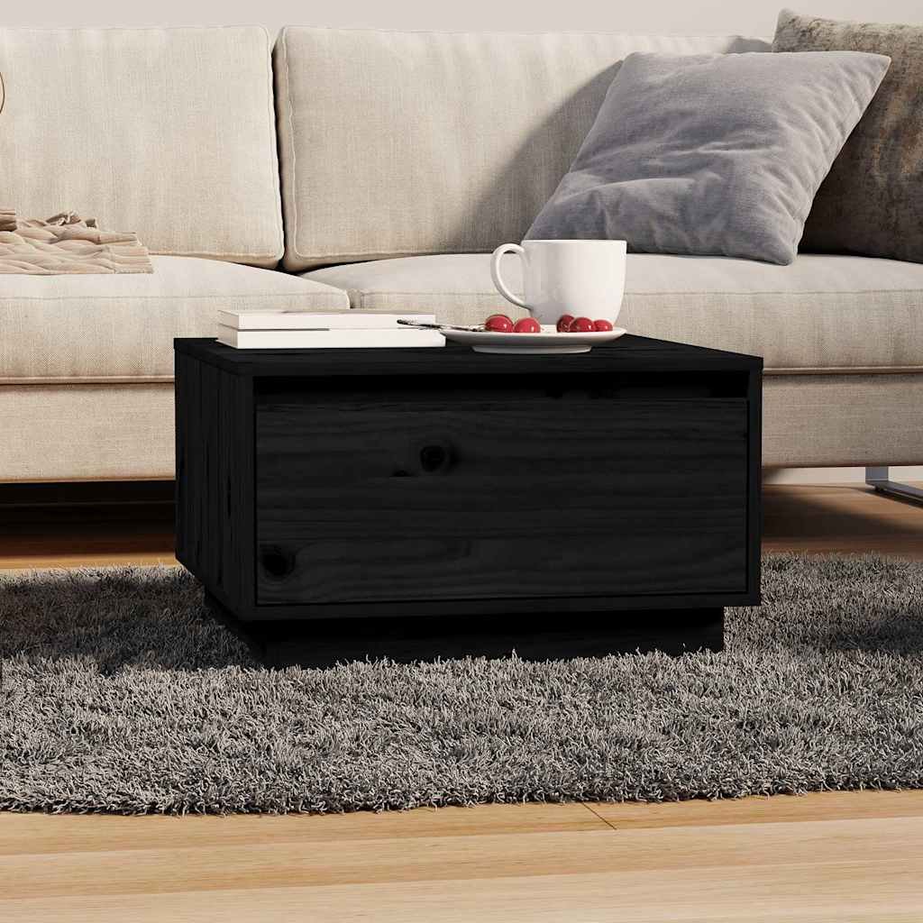 vidaXL Sohvapöytä musta 55x56x32 cm täysi mänty