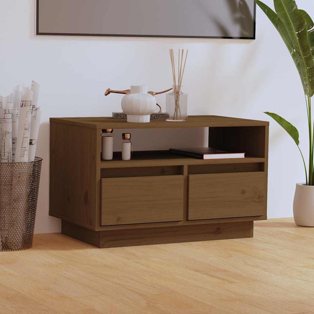 vidaXL TV-taso hunajanruskea 60x35x37 cm täysi mänty