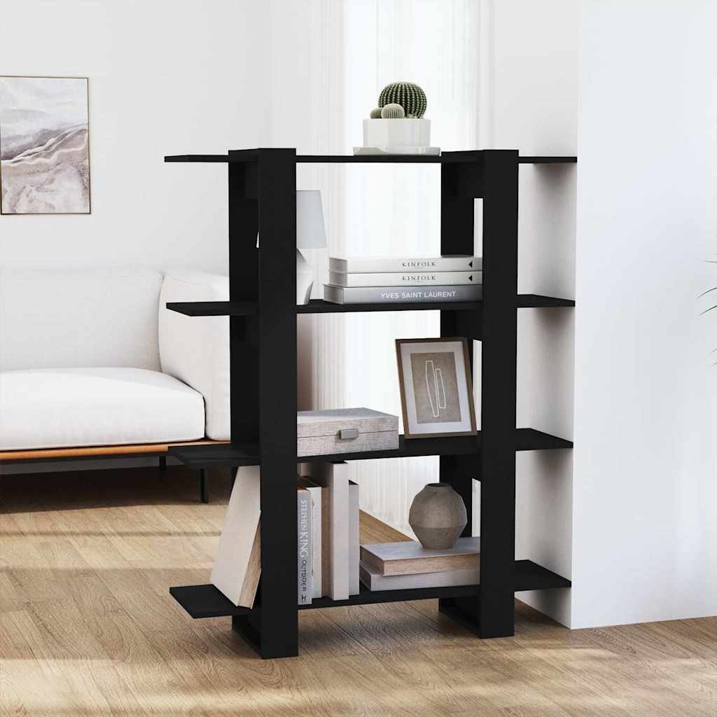vidaXL Kirjahylly/tilanjakaja musta 100x30x123,5 cm lastulevy