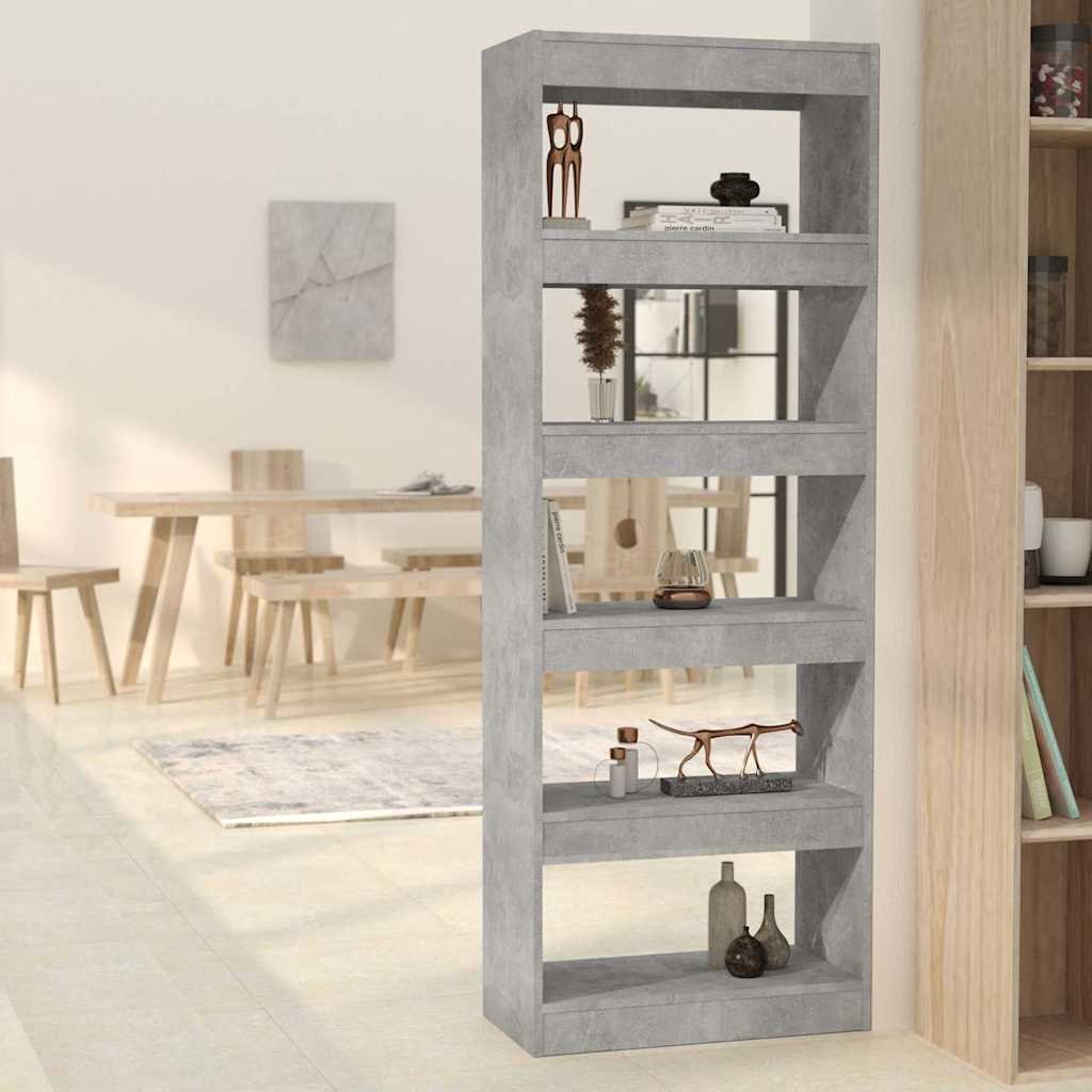 vidaXL Kirjahylly/tilanjakaja betoninharmaa 60x30x166 cm tekninen puu