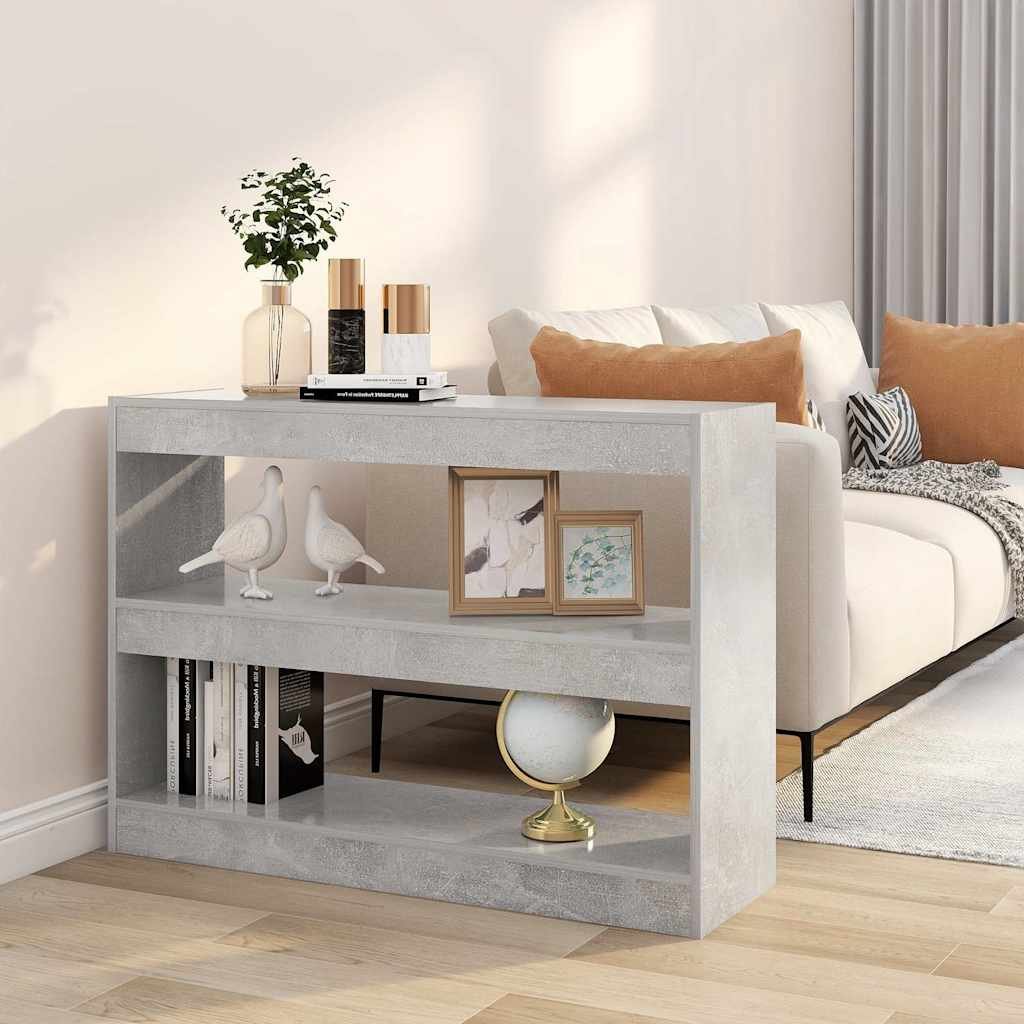 vidaXL Kirjahylly/tilanjakaja betoninharmaa 100x30x72 cm