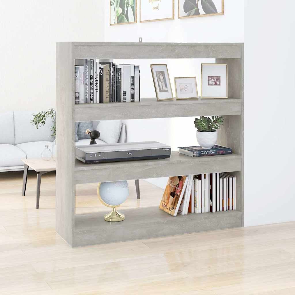 vidaXL Kirjahylly/tilanjakaja betoninharmaa 100x30x103 cm