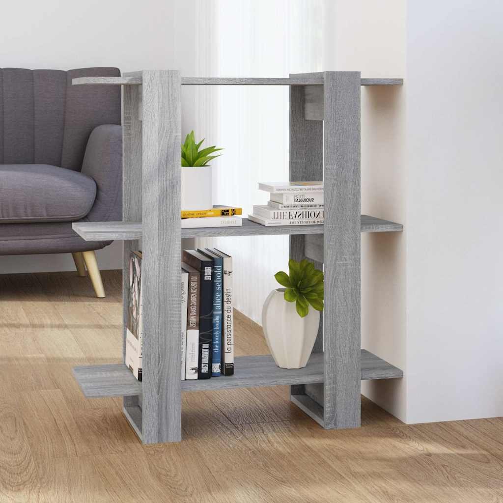 vidaXL Kirjahylly/tilanjakaja harmaa Sonoma 80x30x87 cm