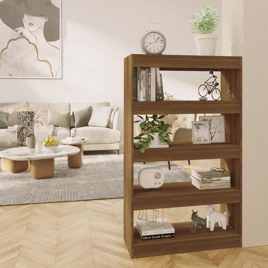 vidaXL Kirjahylly/tilanjakaja ruskea tammi 80x30x135 cm tekninen puu