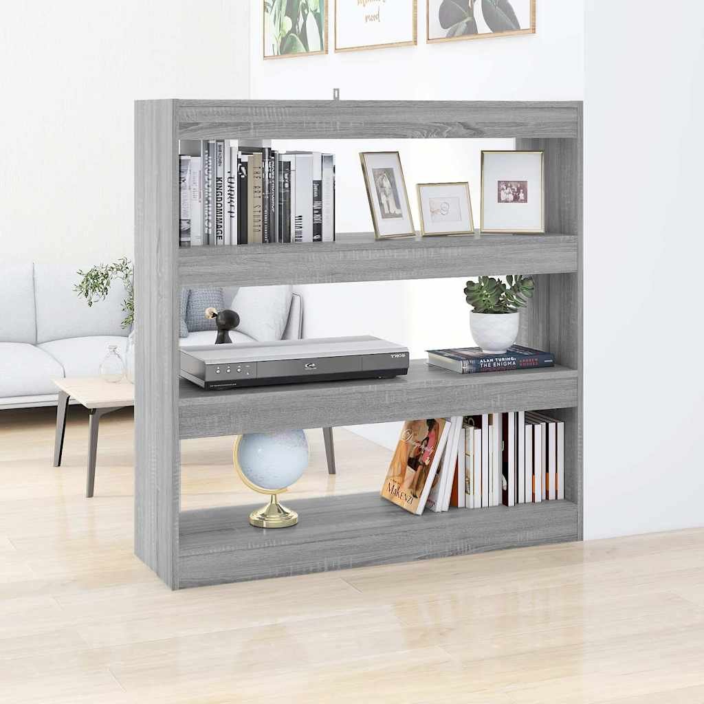 vidaXL Kirjahylly/tilanjakaja harmaa Sonoma 100x30x103 cm