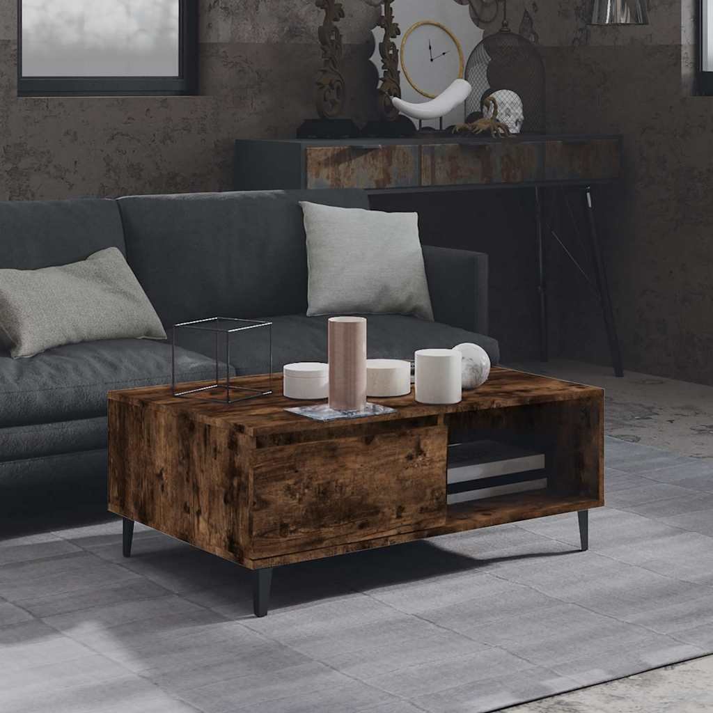 vidaXL Sohvapöytä savutammi 90x60x35 cm tekninen puu