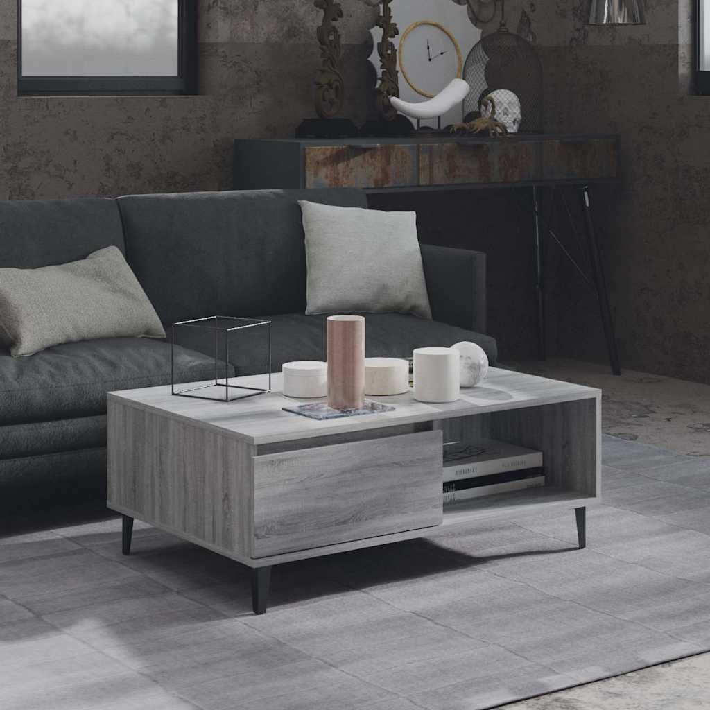 vidaXL Sohvapöytä harmaa Sonoma 90x60x35 cm tekninen puu