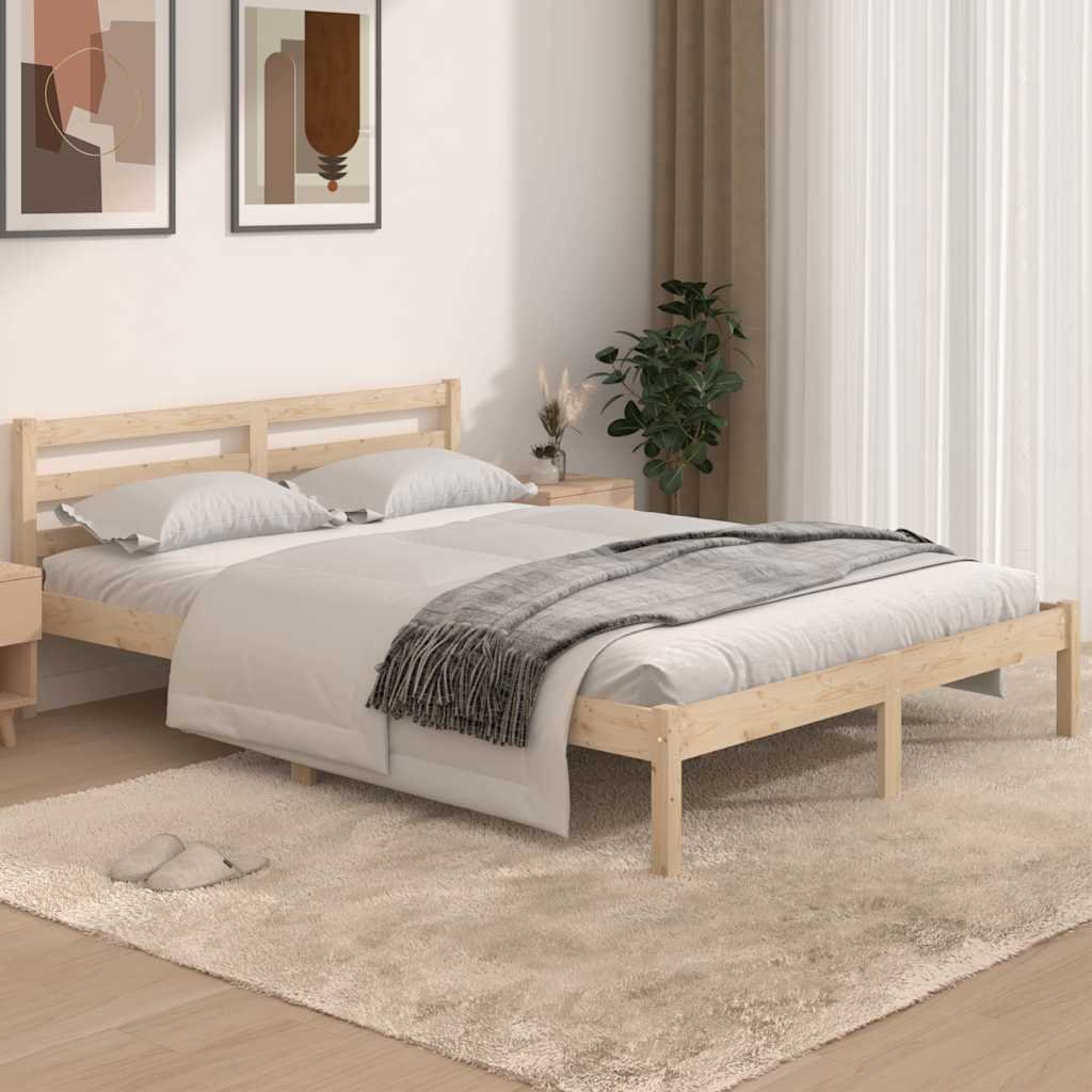 vidaXL Sängynrunko täysi mänty 140x190 cm