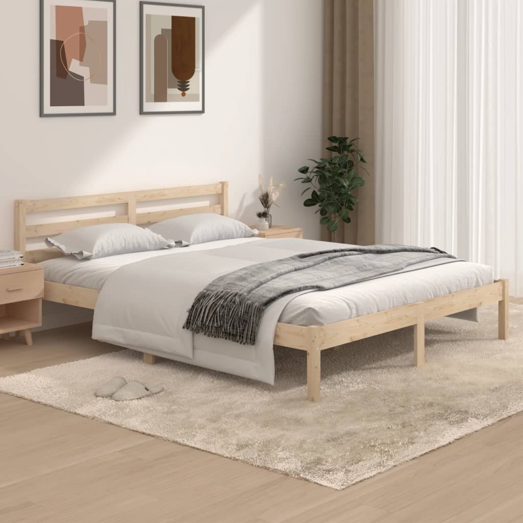 vidaXL Sängynrunko täysi mänty 150x200 cm King Size