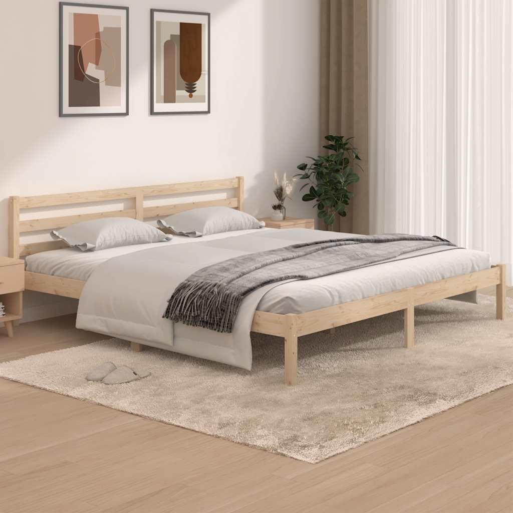 vidaXL Sängynrunko täysi mänty 180x200 cm Super King