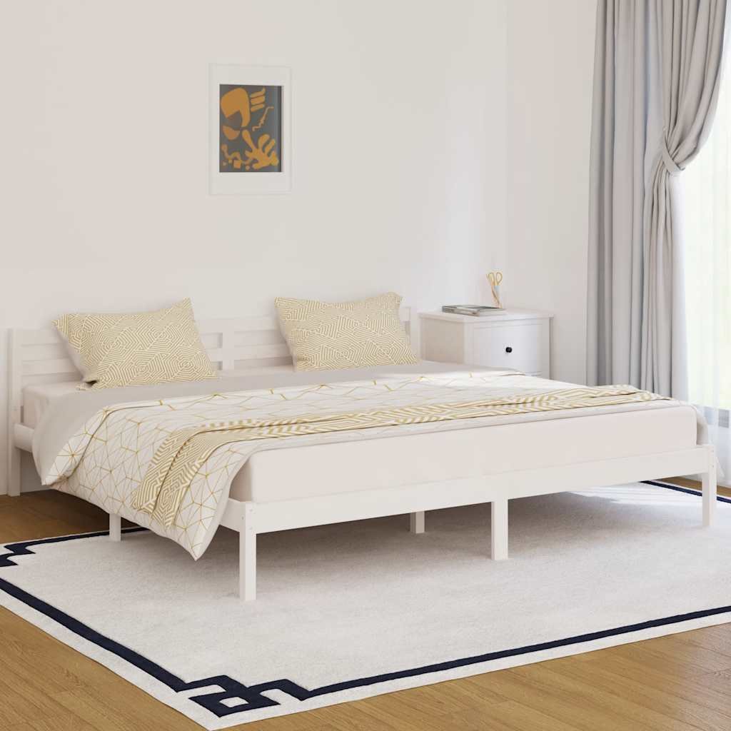 vidaXL Sängynrunko täysi mänty 200x200 cm valkoinen