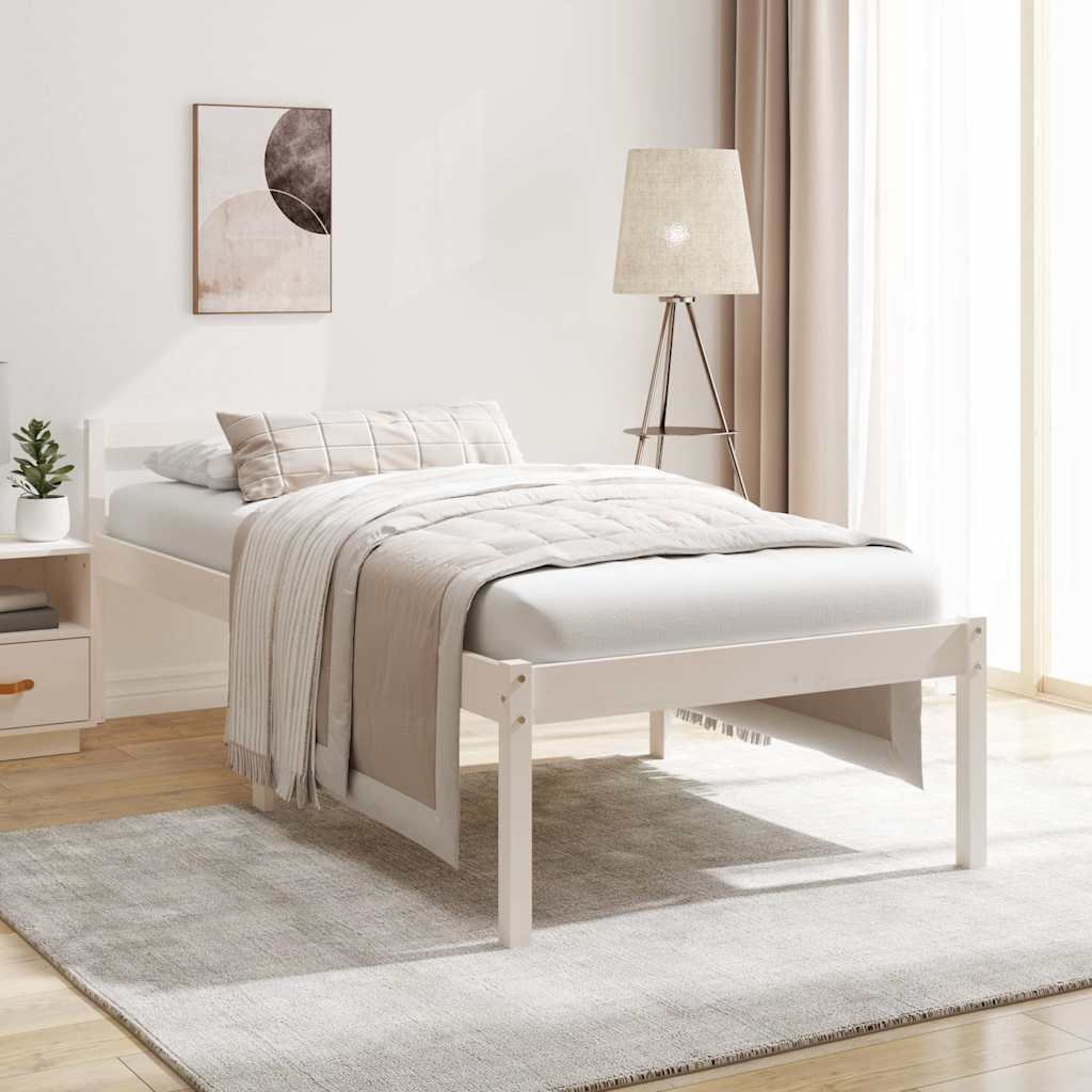 vidaXL Vanhusten sänky valkoinen 75x190 cm Small Single täysi mänty