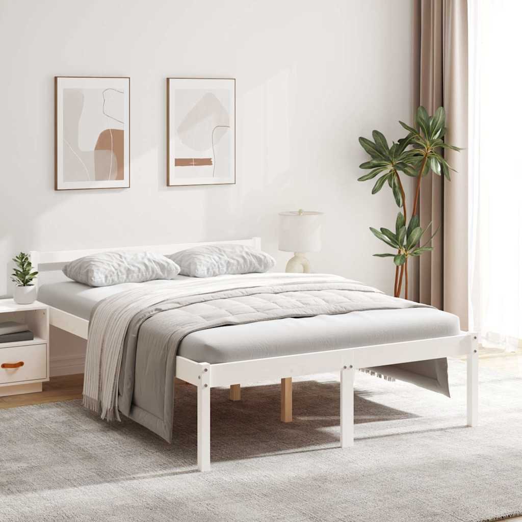 vidaXL Vanhusten sänky valkoinen 140x200 cm täysi mänty