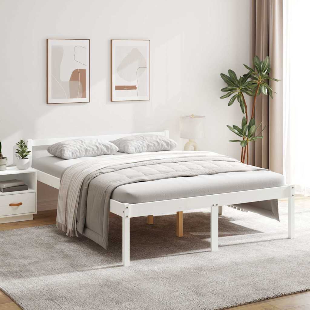 vidaXL Vanhusten sänky valkoinen 150x200 cm King Size täysi mänty