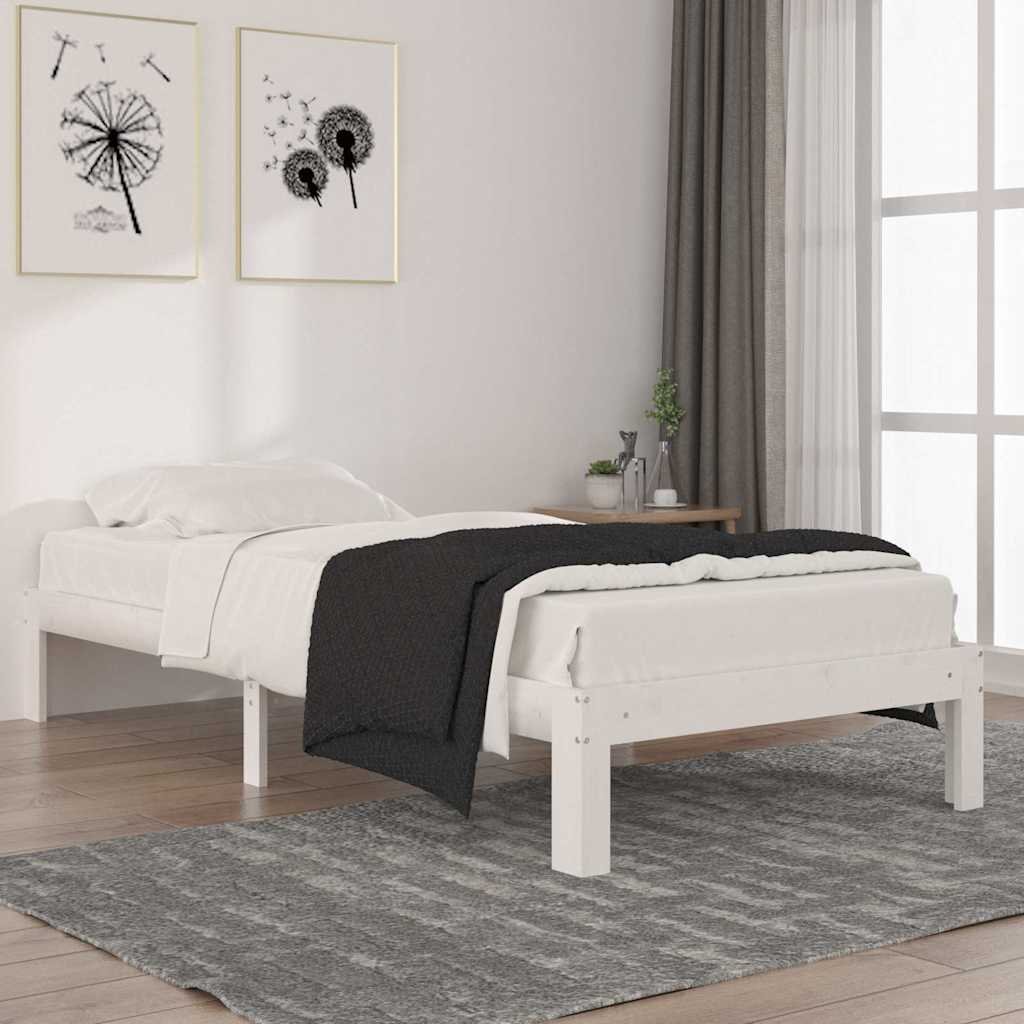 vidaXL Sängynrunko valkoinen täysi mänty 90x200 cm