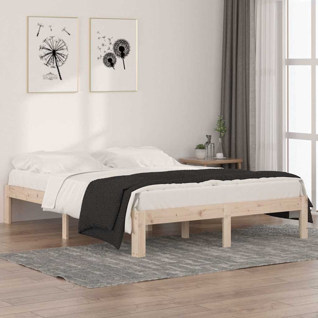 vidaXL Sängynrunko täysi mänty 150x200 cm King Size