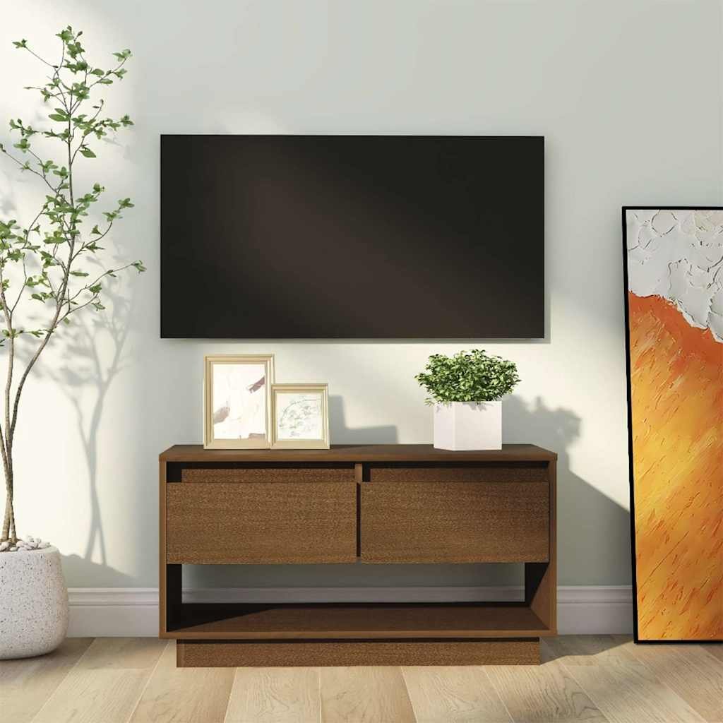 vidaXL TV-taso hunajanruskea 74x34x40 cm täysi mänty