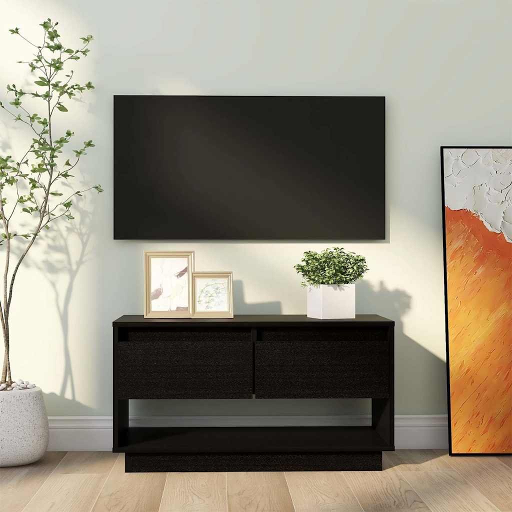 vidaXL TV-taso musta 74x34x40 cm täysi mänty